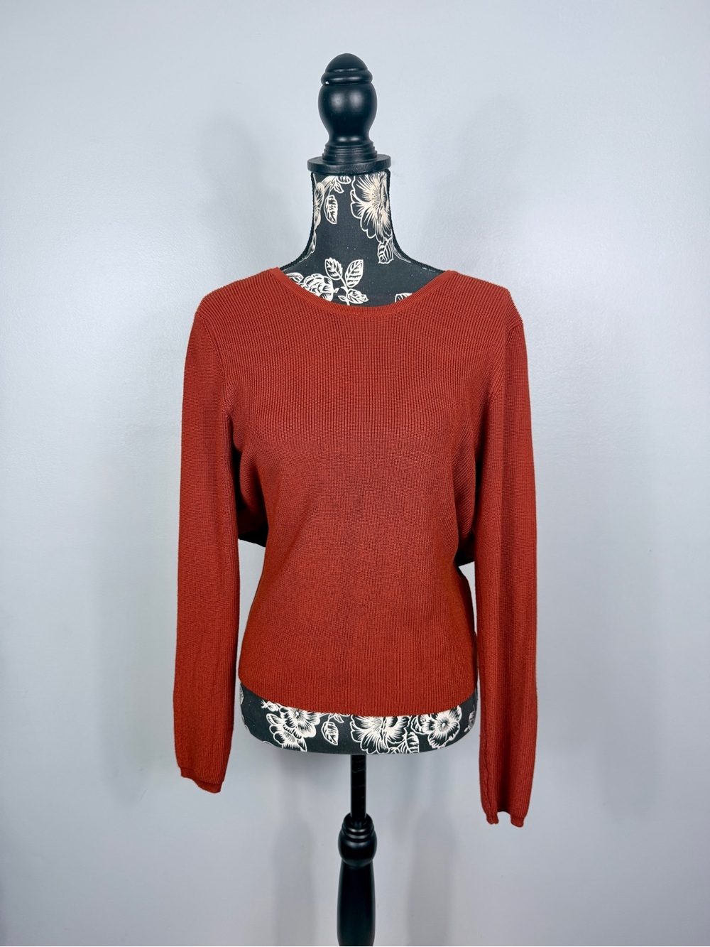 NWT Pink Rose burnt orange long sleeve off shoulder cropped sweater size large